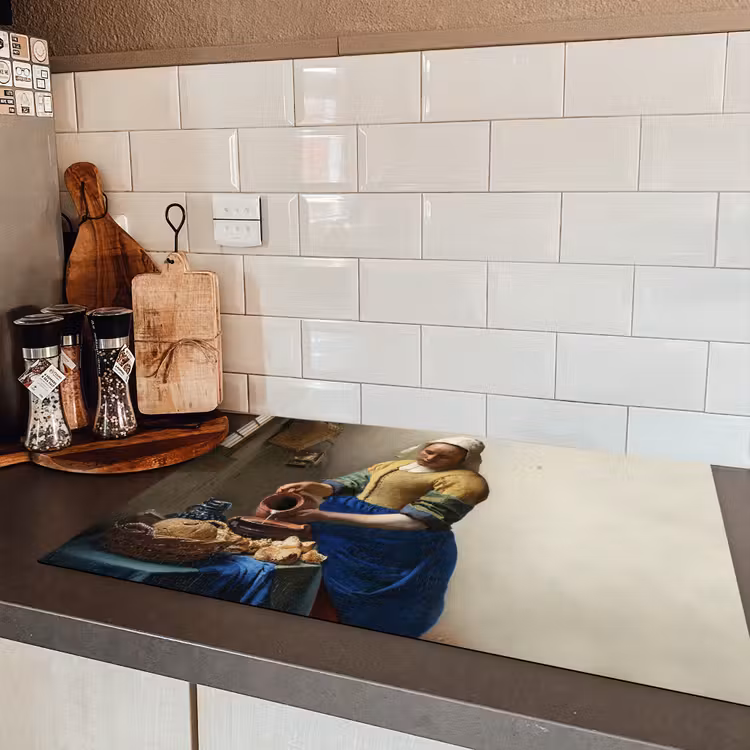 Het melkmeisje - Kunst - Oude meesters - Vermeer Inductie beschermer vinyl 3mm klein -sfeer3
