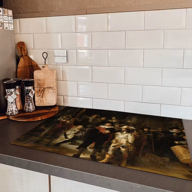 De Nachtwacht - Kunst - Oude meesters - Rembrandt Inductie beschermer vinyl 3mm klein -sfeer3