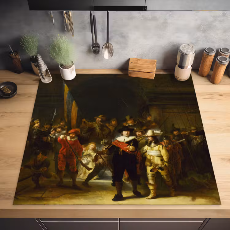 De Nachtwacht - Rembrandt van Rijn Inductie beschermer vinyl 3mm middel -sfeer5