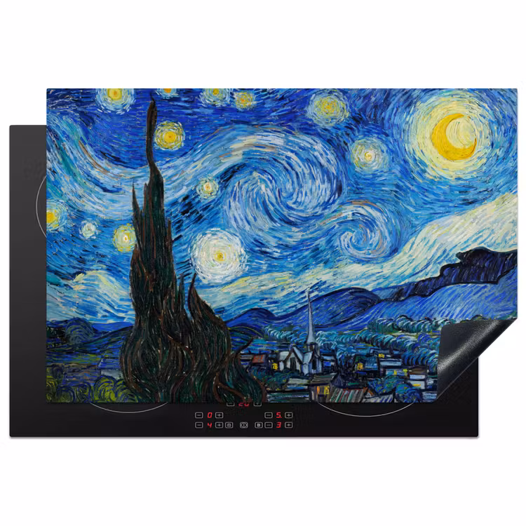 De sterrennacht - Vincent van Gogh Inductie beschermer vinyl 3mm klein -3d
