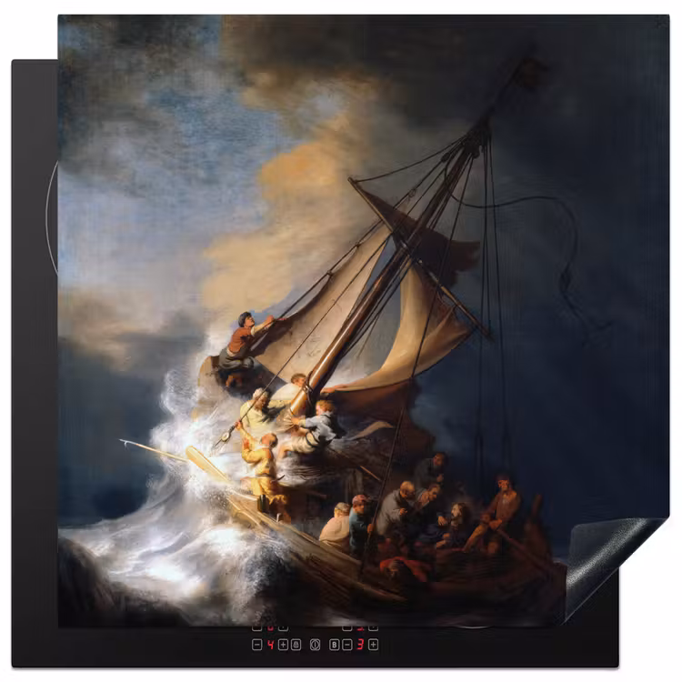 De storm op het meer van Galilea - Rembrandt van Rijn Inductie beschermer vinyl 3mm middel -3d