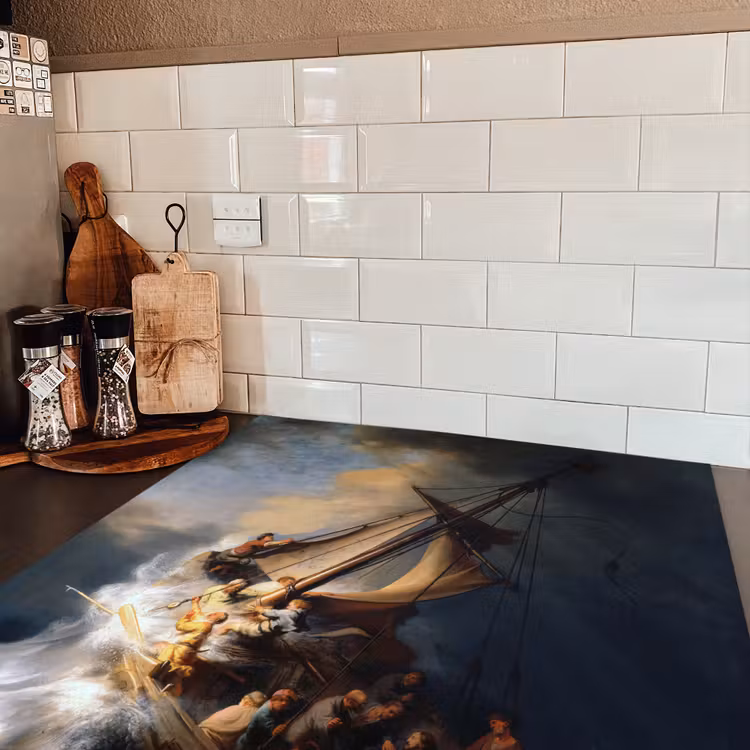 De storm op het meer van Galilea - Rembrandt van Rijn Inductie beschermer vinyl 3mm middel -sfeer3