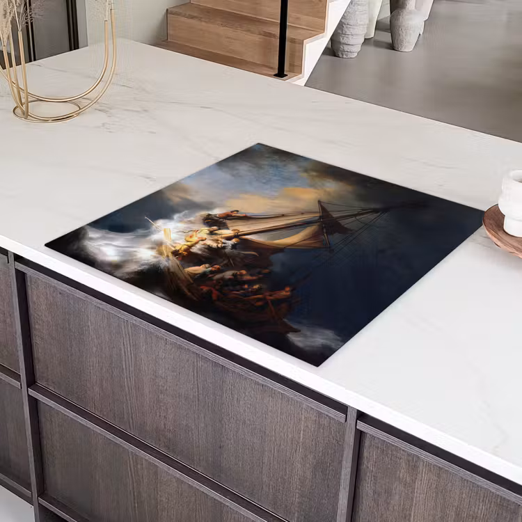 De storm op het meer van Galilea - Rembrandt van Rijn Inductie beschermer vinyl 3mm middel -sfeer8