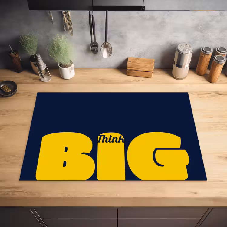 Think big - Blauw - Geel Inductie beschermer vinyl 3mm klein -sfeer5