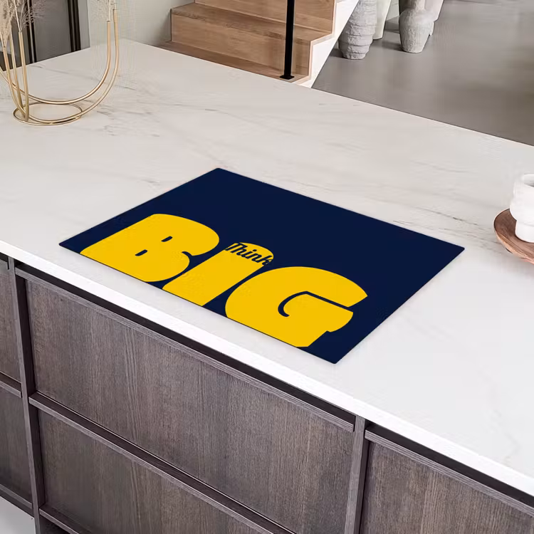 Think big - Blauw - Geel Inductie beschermer vinyl 3mm klein -sfeer8