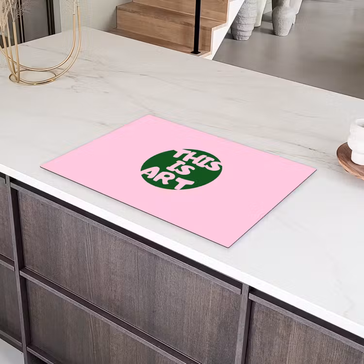 This is art - Tekst - Cirkel - Groen Inductie beschermer vinyl 3mm klein -sfeer8
