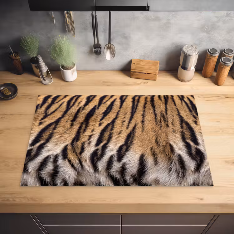 Tijgervacht - Klassiek - Zwart Inductie beschermer vinyl 3mm klein -sfeer5