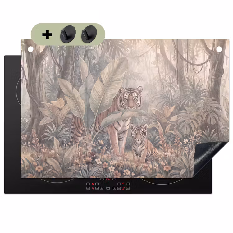 Tijger - Welp - Jungle - Illustratie - Dieren Inductie beschemer met haakjes klein -3d