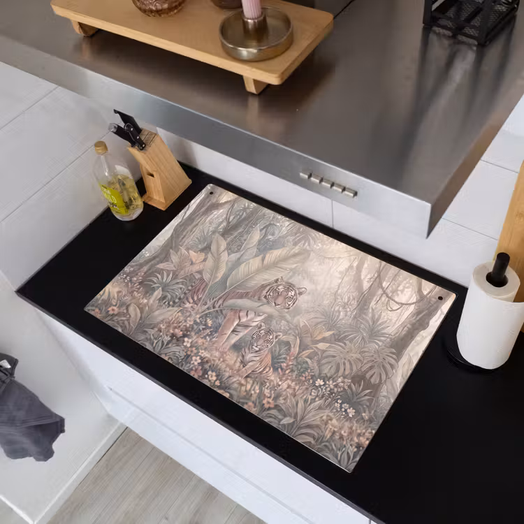 Tijger - Welp - Jungle - Illustratie - Dieren Inductie beschemer met haakjes klein -sfeer1