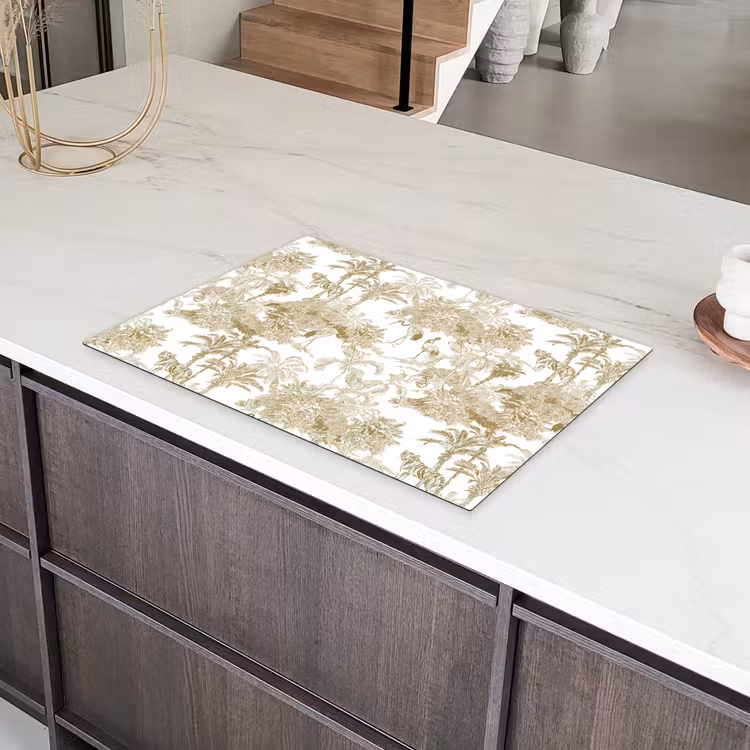 Tijger - Jungle - Vogel - Beige Inductie beschermer vinyl 3mm klein 276 -sfeer8