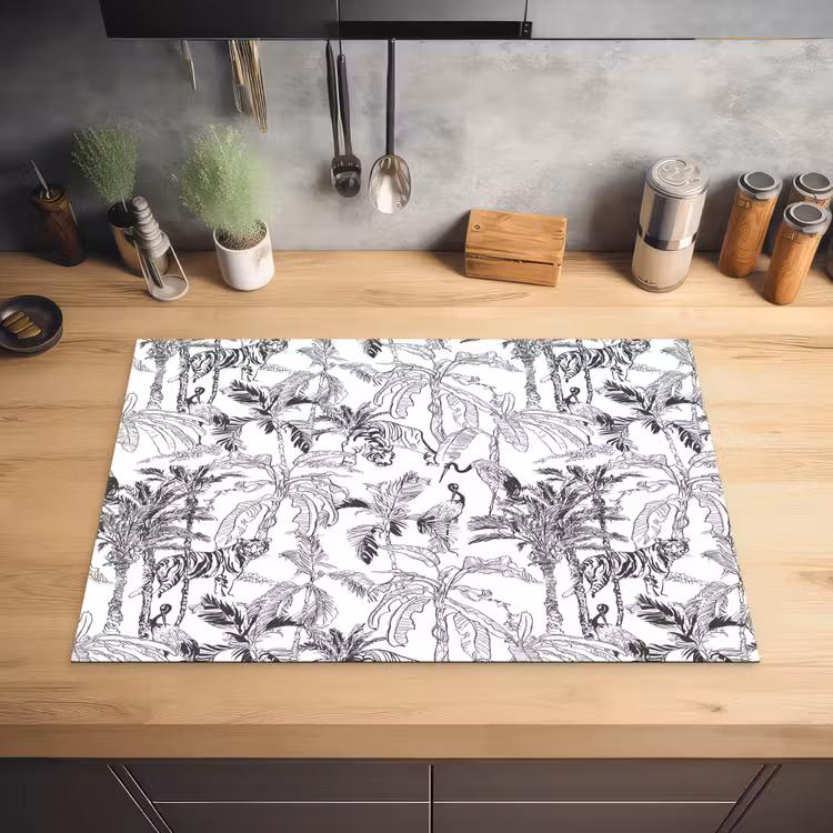 Tijger - Oerwoud - Grijs Inductie beschermer vinyl 3mm klein 276 -sfeer5