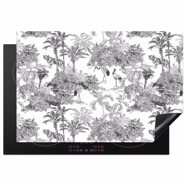 Tijger - Jungle - Patroon - Grijs Inductie beschermer vinyl 3mm klein 276 -3d
