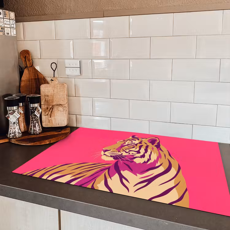 Tijger - Modern - Neon Inductie beschermer vinyl 3mm klein -sfeer3