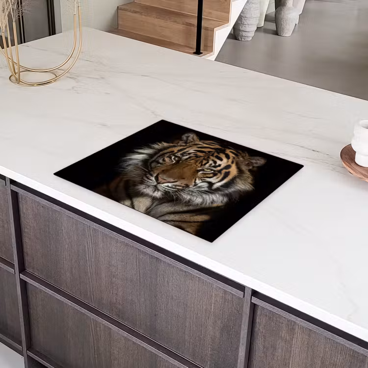 Tijger - Wilde dieren - Portret Inductie beschermer vinyl 3mm groot -sfeer8