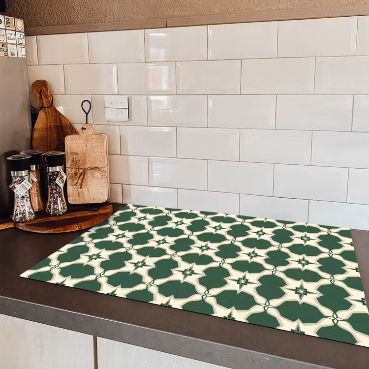 Tegel - Klassiek - Groen Inductie beschermer vinyl 3mm klein 276 -sfeer3