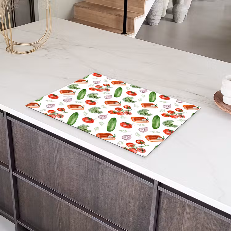 Tomaat - Paprika - Komkommer - Patroon Inductie beschermer vinyl 3mm klein 276 -sfeer8