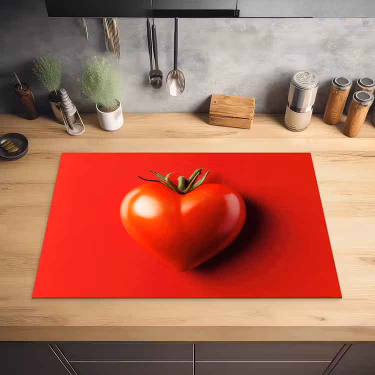 Tomaat - Rood - Hart Inductie beschermer vinyl 3mm klein -sfeer5
