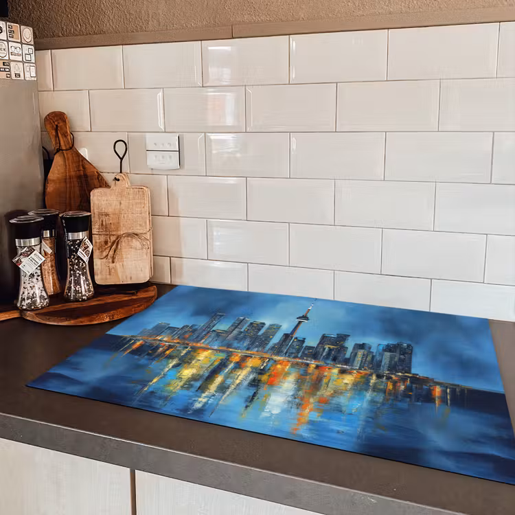 Skyline Toronto - Water - Stadslichten - Toren Inductie beschermer vinyl 3mm klein -sfeer3
