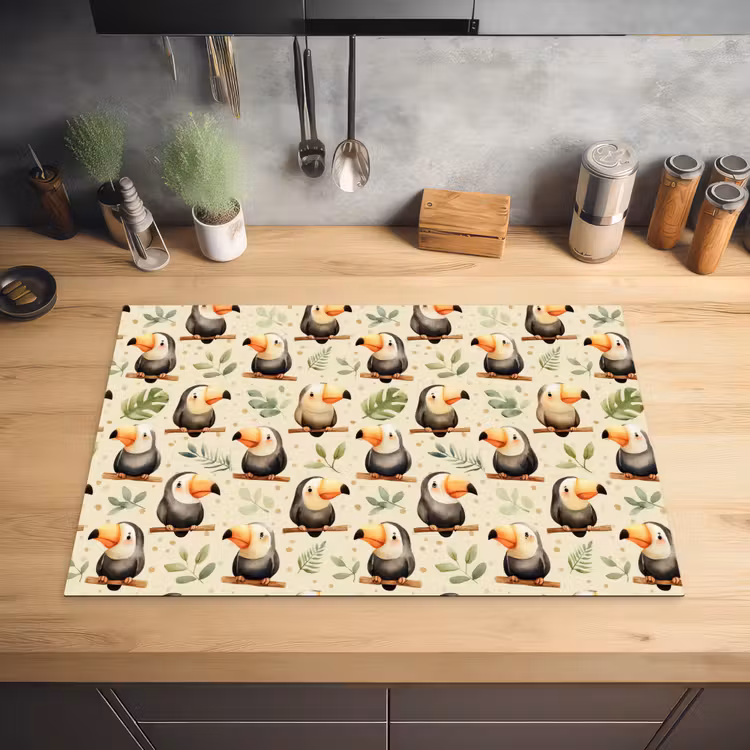 Toekans - Exotisch - Kleurrijk Inductie beschermer vinyl 3mm klein 276 -sfeer5