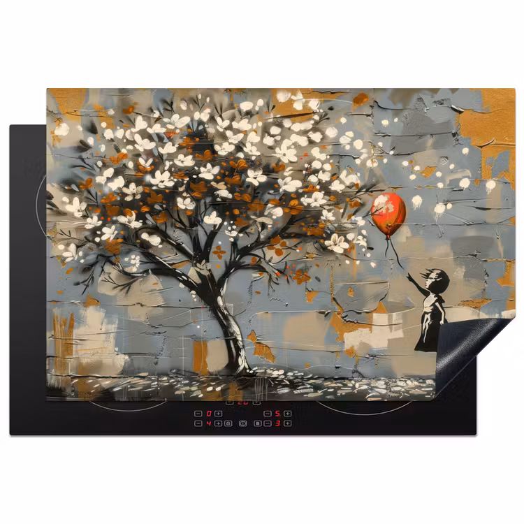 Boom - Graffiti - Banksy Style - Balloon Girl Inductie beschermer vinyl 3mm klein -3d