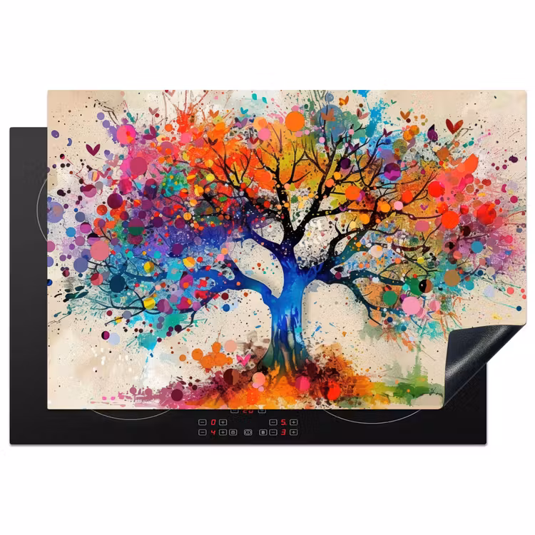 Levensboom - Natuur - Kleurrijk - Boom Inductie beschermer vinyl 3mm klein -3d