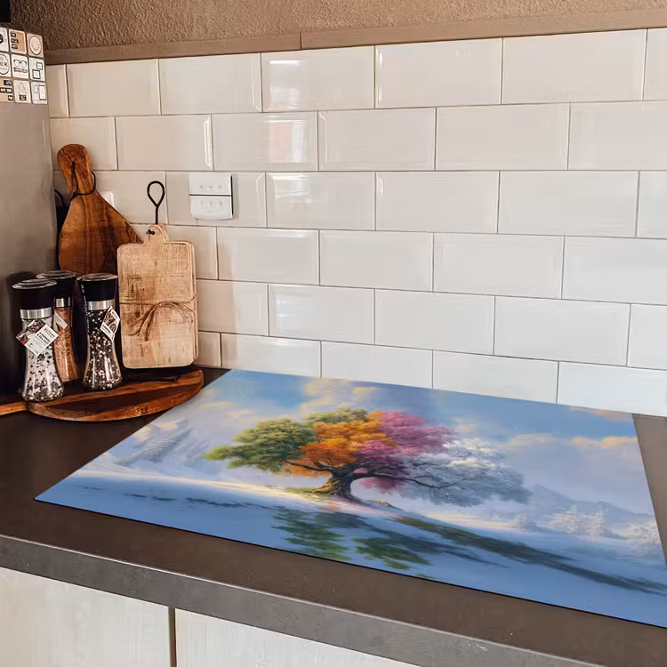 Boom - Seizoenen - Winter - Landschap Inductie beschermer vinyl 3mm klein -sfeer3
