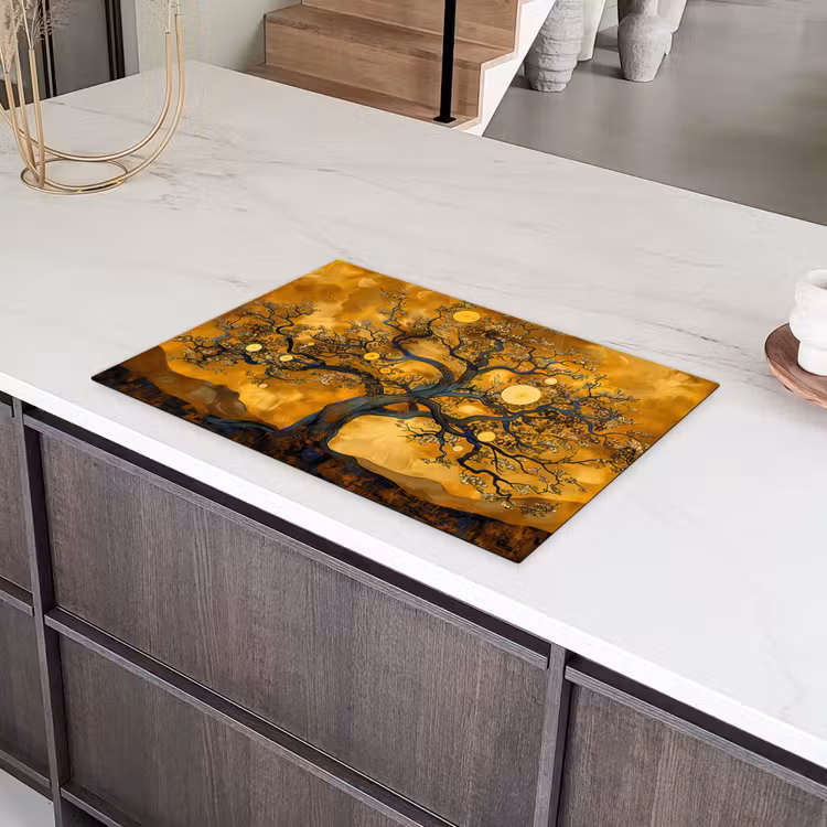 Boom - Levensboom - Abstract - Goud Inductie beschermer vinyl 3mm klein -sfeer8
