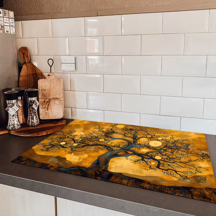 Boom - Levensboom - Abstract - Goud Inductie beschermer vinyl 3mm klein -sfeer3