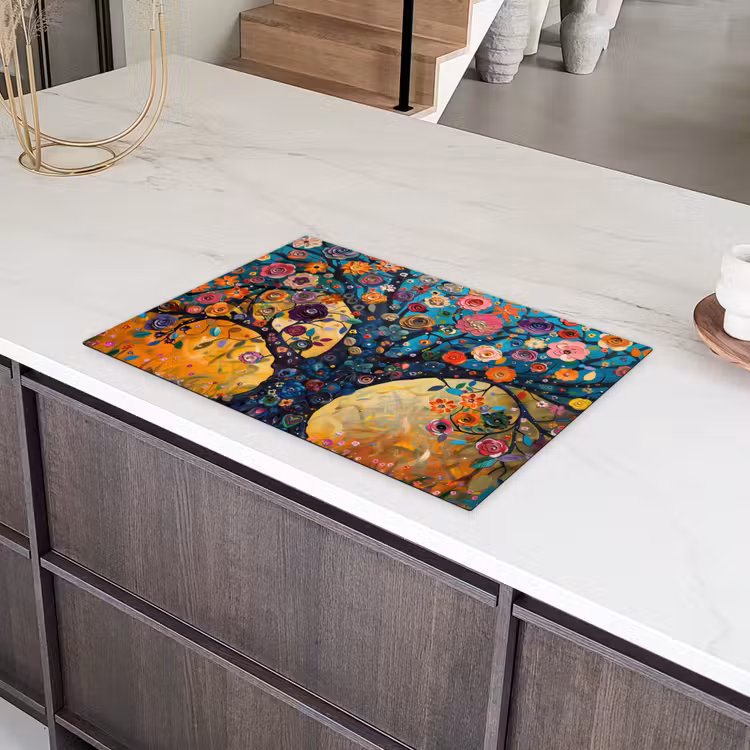 Boom - Levensboom - Kleurrijk - Bloemen - Modern Inductie beschermer vinyl 3mm klein -sfeer8