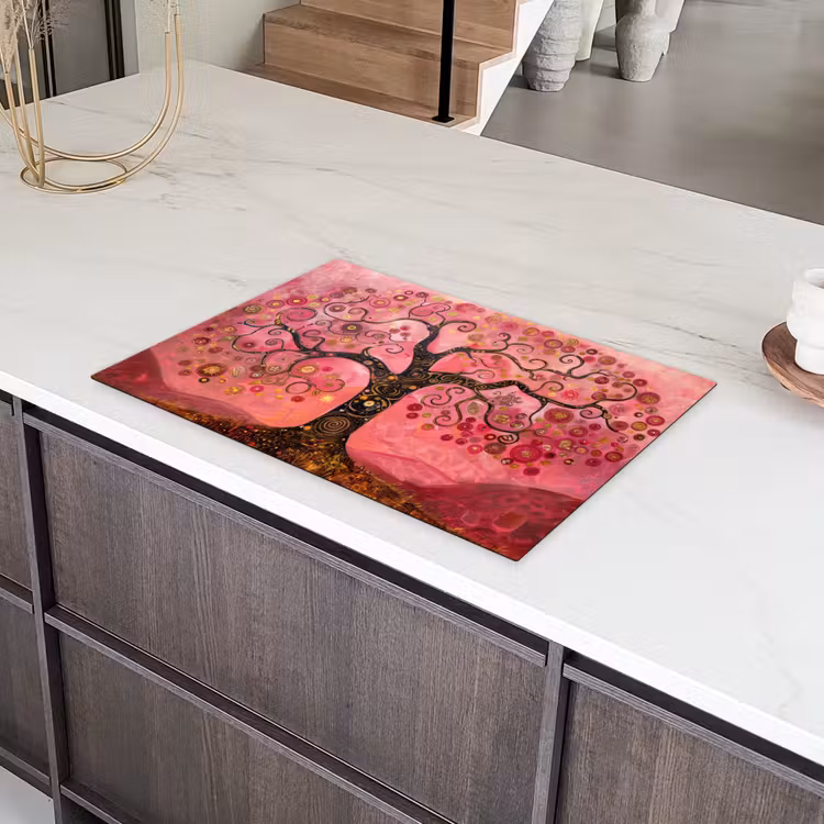 Boom - Levensboom - Roze - Goud Inductie beschermer vinyl 3mm klein -sfeer8