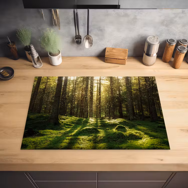 Bomen - Bos - Mos - Planten - Zon - Natuur Inductie beschermer vinyl 3mm middel -sfeer5