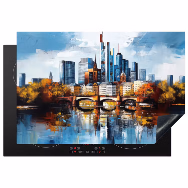 Bomen Frankfurt- Stad - Skyline - Brug Inductie beschermer vinyl 3mm klein -3d
