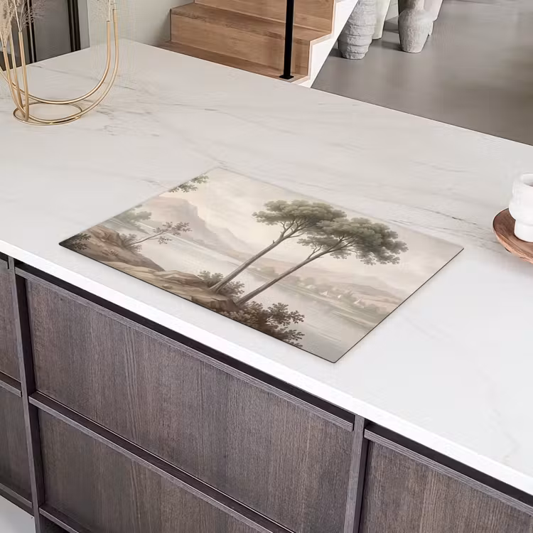 Bomen - Meer - Bergen - Illustratie Inductie beschermer vinyl 3mm klein -sfeer8