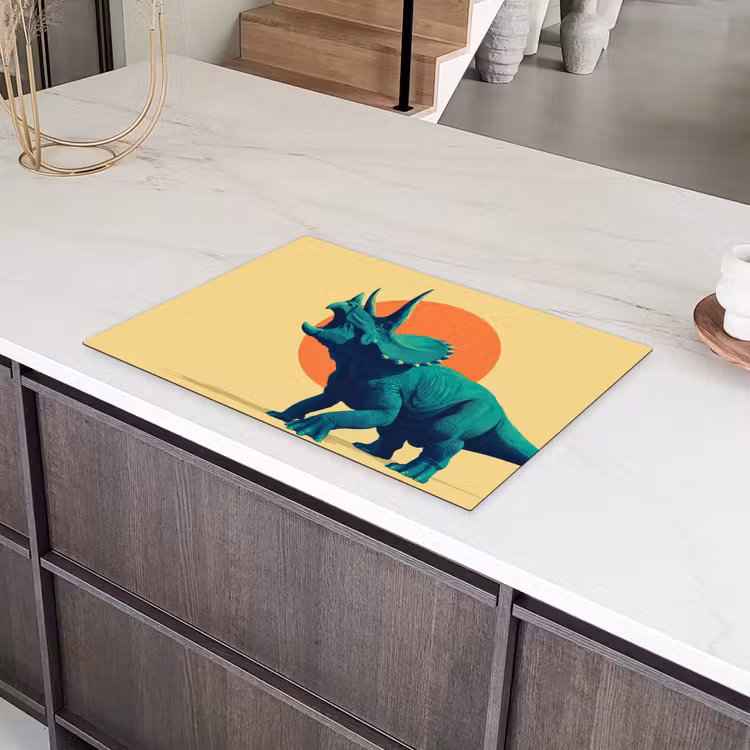 Triceratops - Cirkel - Oranje - Hoorns Inductie beschermer vinyl 3mm klein -sfeer8