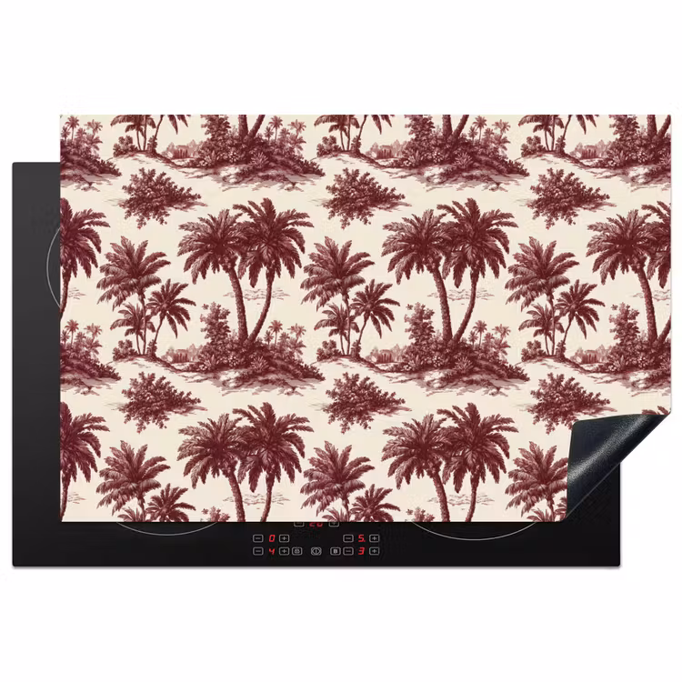 Tropisch - Geometrisch - Bordeauxrood Inductie beschermer vinyl 3mm klein 276 -3d