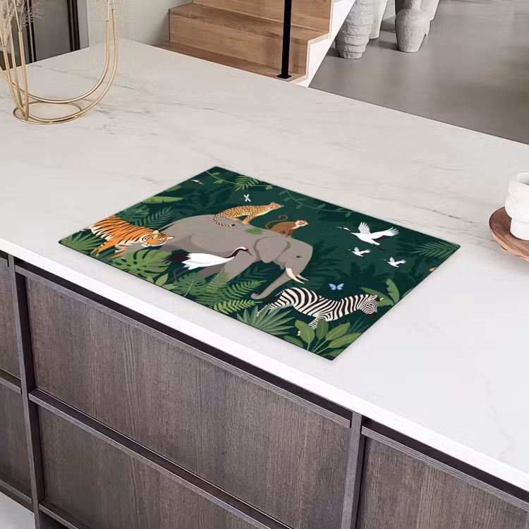 Tropisch - Jungle - Groen Inductie beschermer vinyl 3mm klein -sfeer8