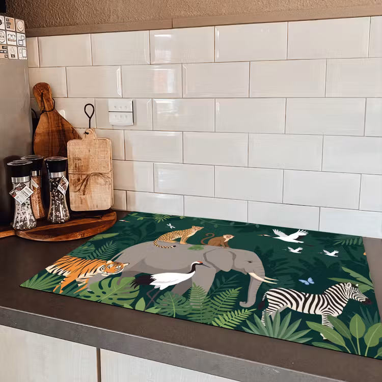 Tropisch - Jungle - Groen Inductie beschermer vinyl 3mm klein -sfeer3