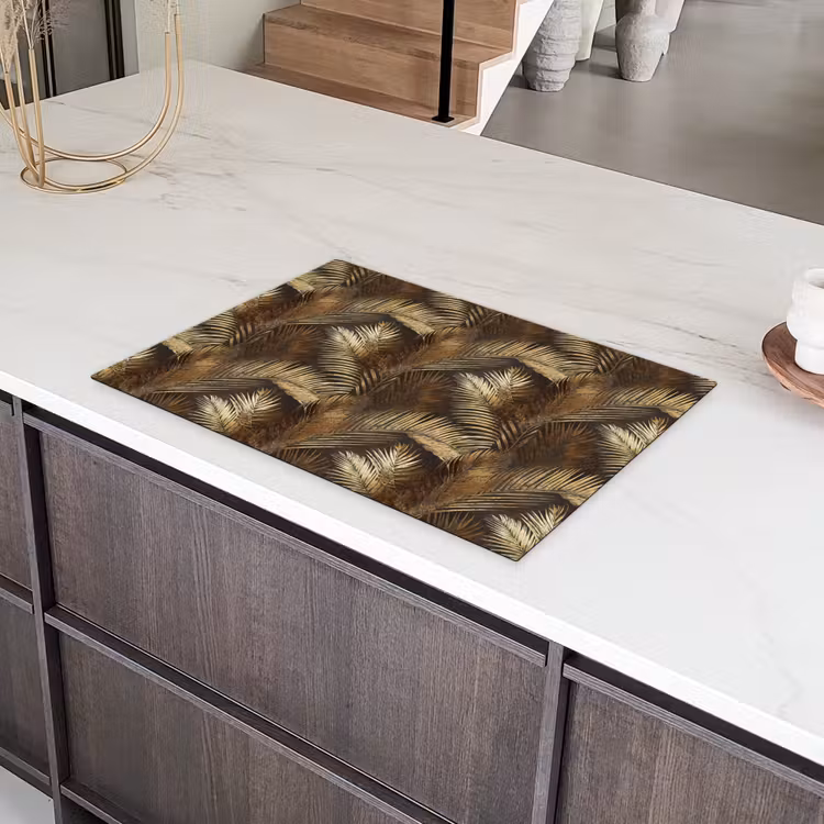 Tropisch - Bladeren - Goud Inductie beschermer vinyl 3mm klein 276 -sfeer8