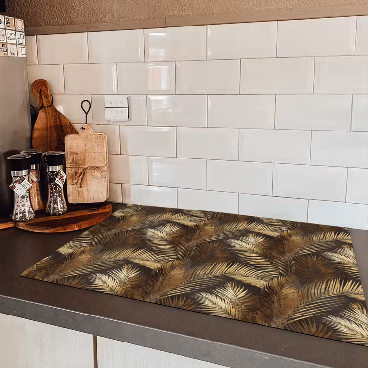 Tropisch - Bladeren - Goud Inductie beschermer vinyl 3mm klein 276 -sfeer3