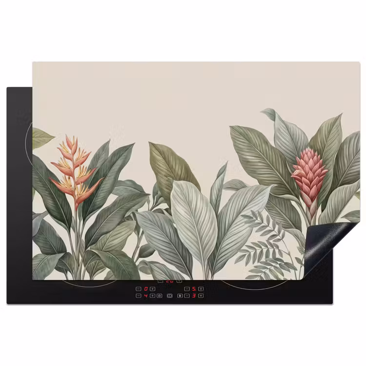 Tropisch - Planten - Modern - Groen Inductie beschermer vinyl 3mm klein -3d