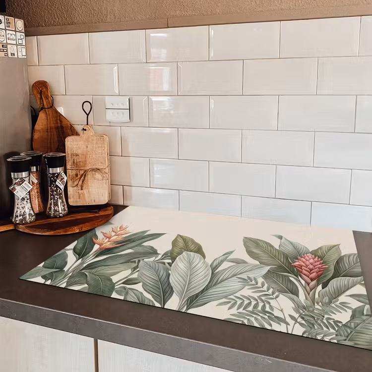 Tropisch - Planten - Modern - Groen Inductie beschermer vinyl 3mm klein -sfeer3
