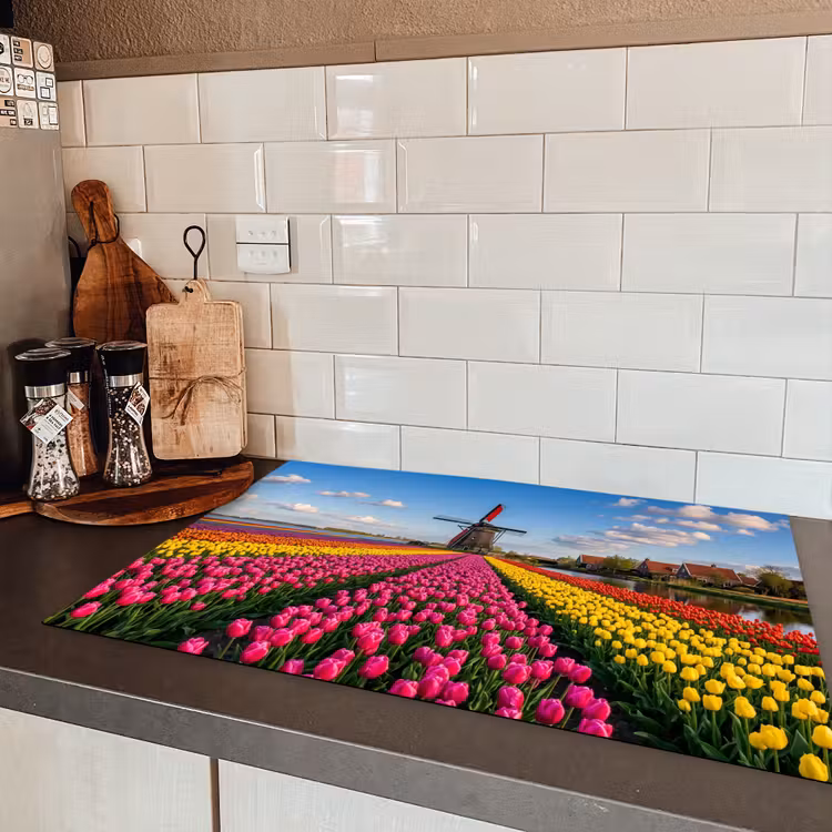 Tulpen - Holland - Molen - Kleurrijk Inductie beschermer vinyl 3mm klein -sfeer3