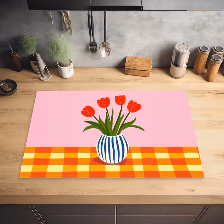 Tulpen - Roze - Vaas Inductie beschermer vinyl 3mm klein -sfeer5