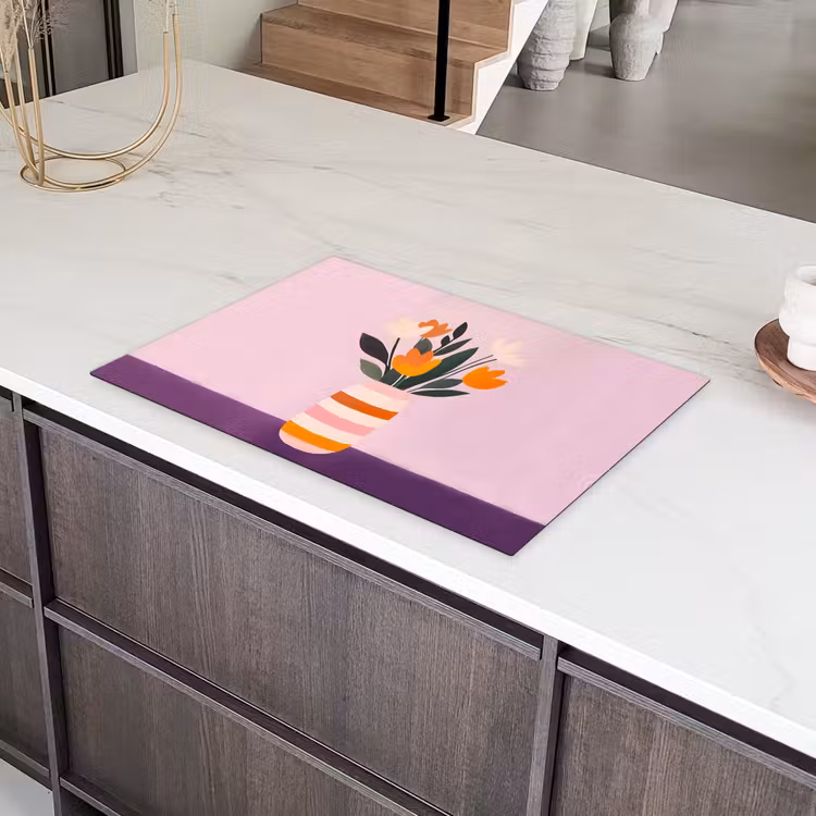 Tulpen - Vaas - Strepen - Paars Inductie beschermer vinyl 3mm klein -sfeer8