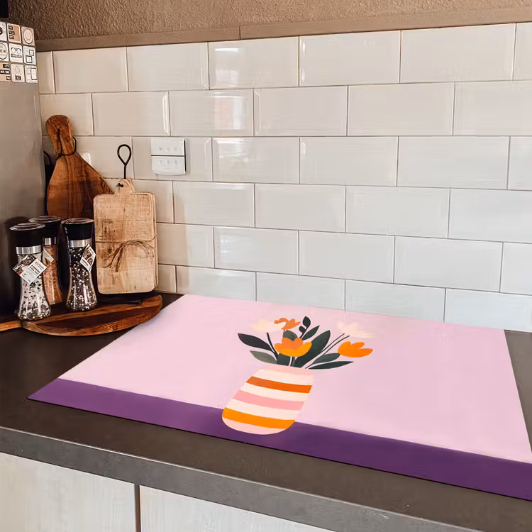 Tulpen - Vaas - Strepen - Paars Inductie beschermer vinyl 3mm klein -sfeer3