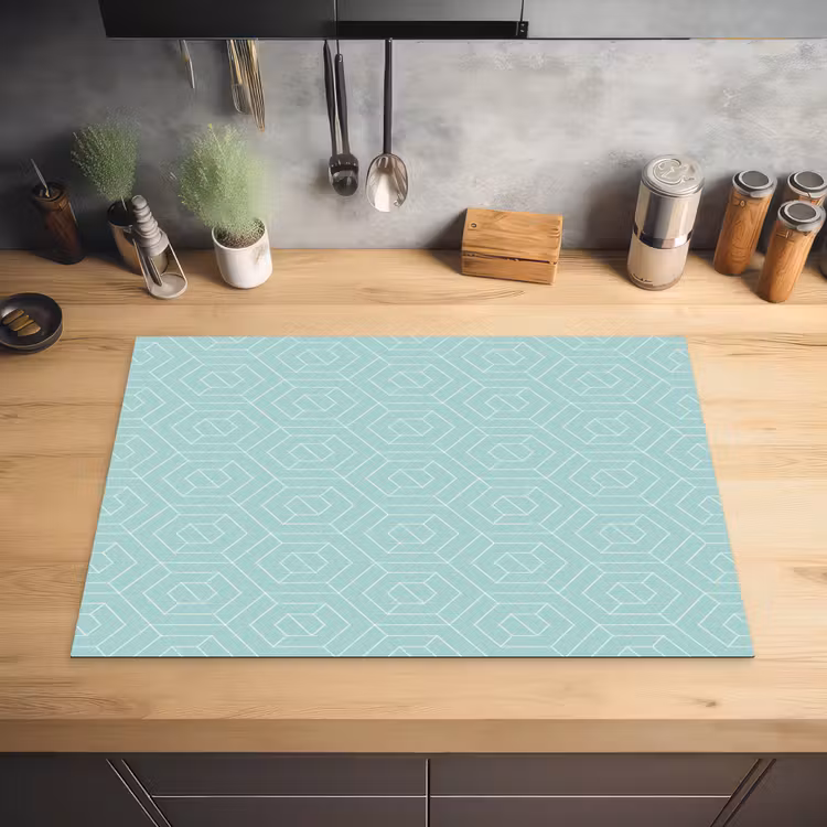 Turquoise - Patroon - Lijnen Inductie beschermer vinyl 3mm klein 276 -sfeer5