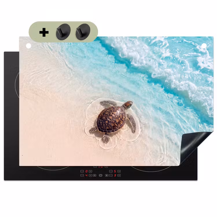 Schildpad - Helder water - Strand - Dieren - Natuur Inductie beschemer met haakjes klein -3d