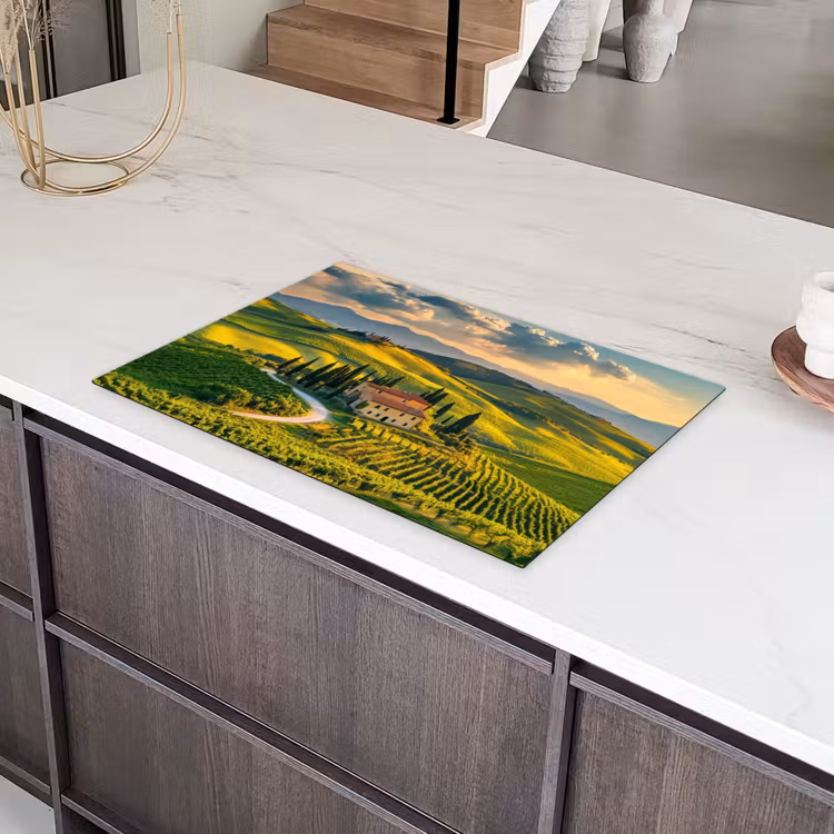 Toscane - Landschap - Wijngaarden Inductie beschermer vinyl 3mm klein -sfeer8