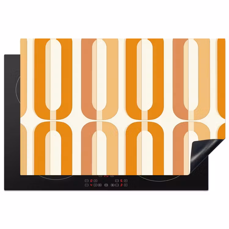 U-vorm - Retro - Oranje Inductie beschermer vinyl 3mm klein 276 -3d