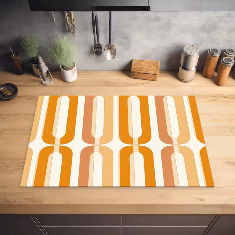 U-vorm - Retro - Oranje Inductie beschermer vinyl 3mm klein 276 -sfeer5